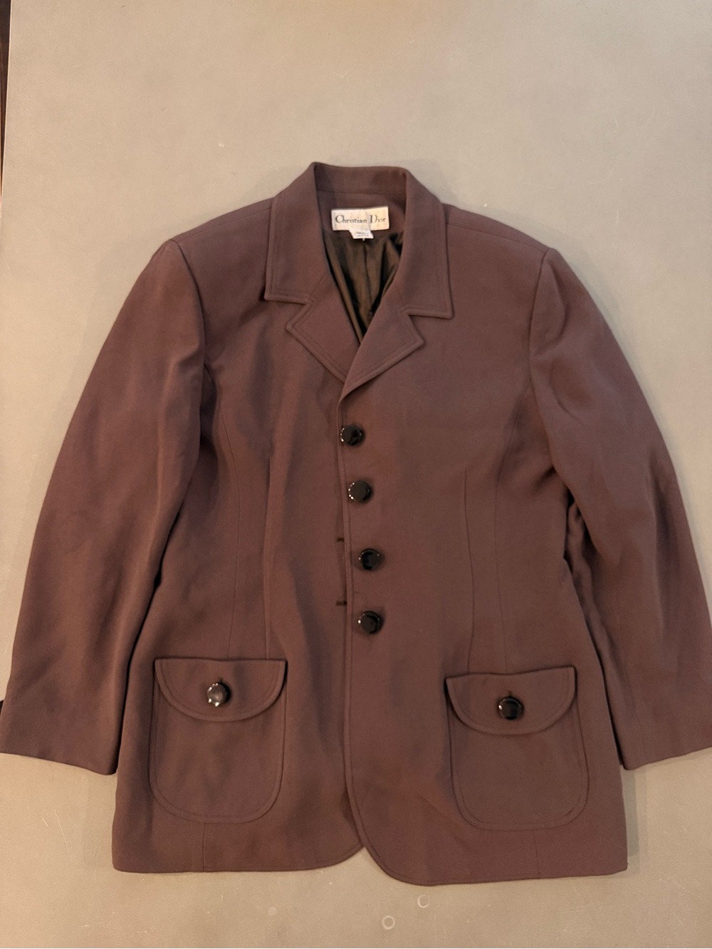 Vintage Dior Dark Brown Button-Front Lightweight Jacket With Curved Waist